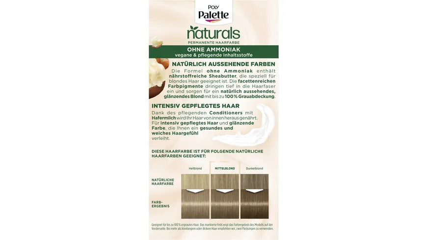 PALETTE NATURALS Permanente Haarfarbe 7-0 - mittelblond