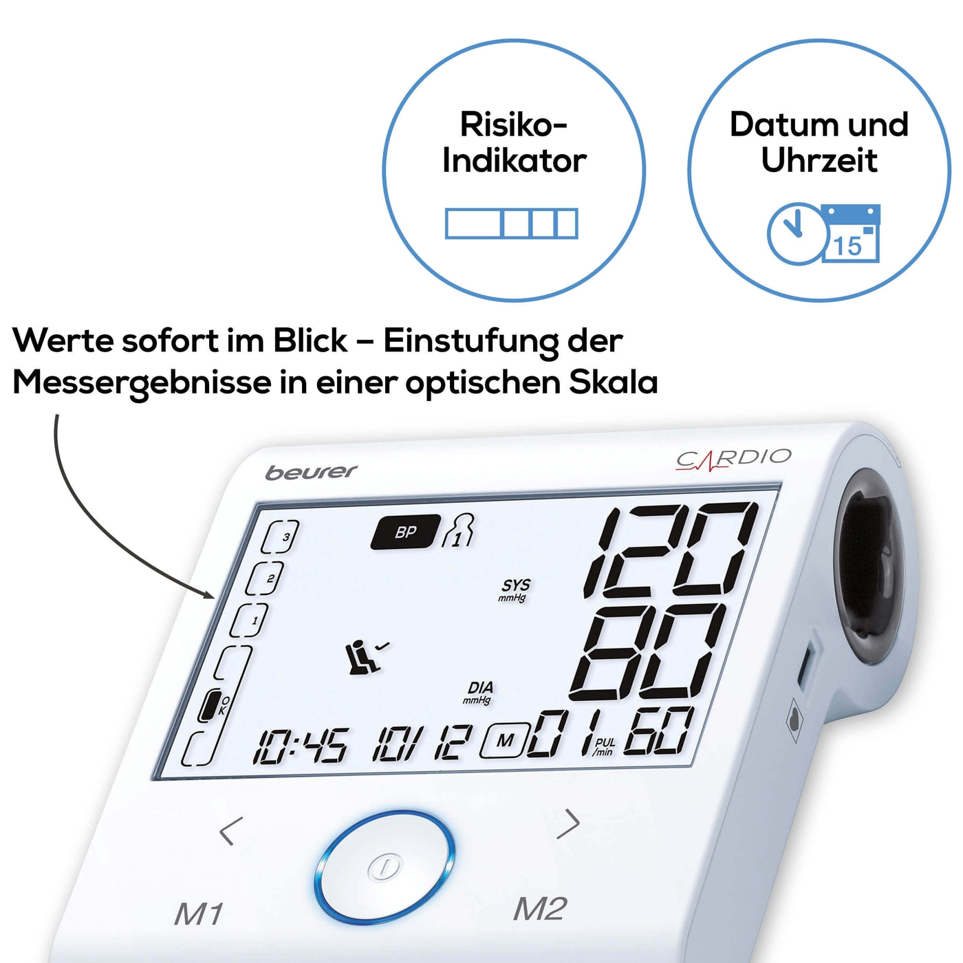 Beurer Blutdruckmessgerät mit EKG-Funktion BM 96 Cardio-Bluetooth® Oberarm-Blutdruckmessgerät mit EKG-Stick & Cardio-App-Anbindung