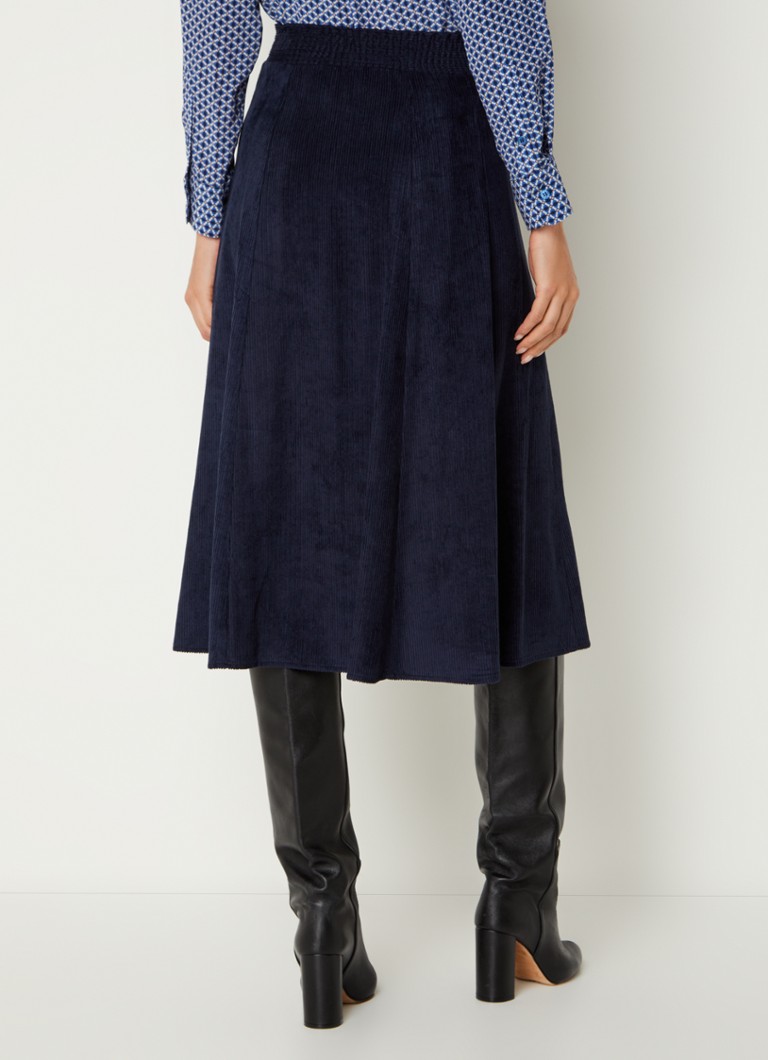 Fustă midi plisată din catifea reiată Basilic de Gerard Darel