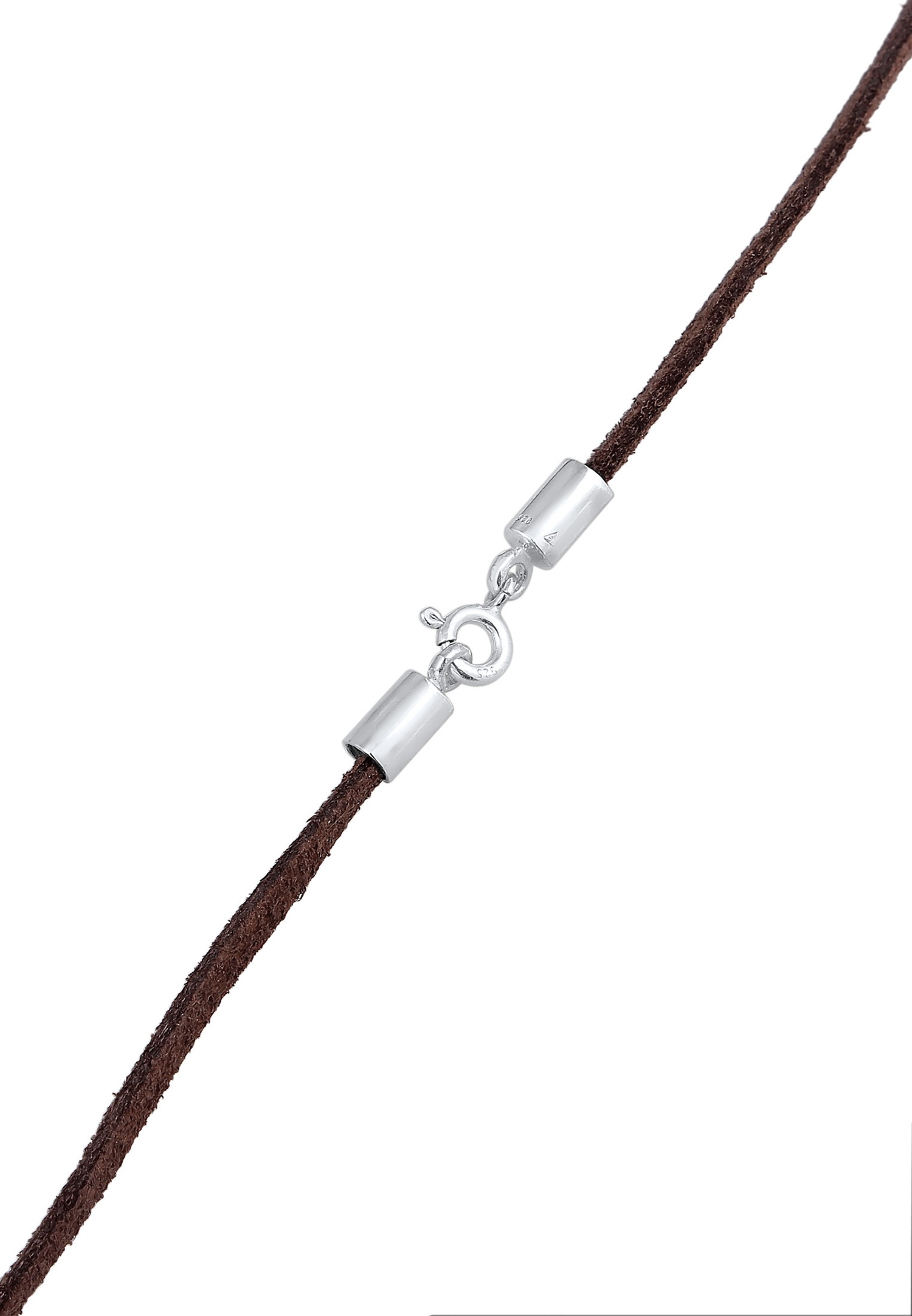 Elli Women's Basic Brown Faux Leather Choker in 925 Sterling Silver