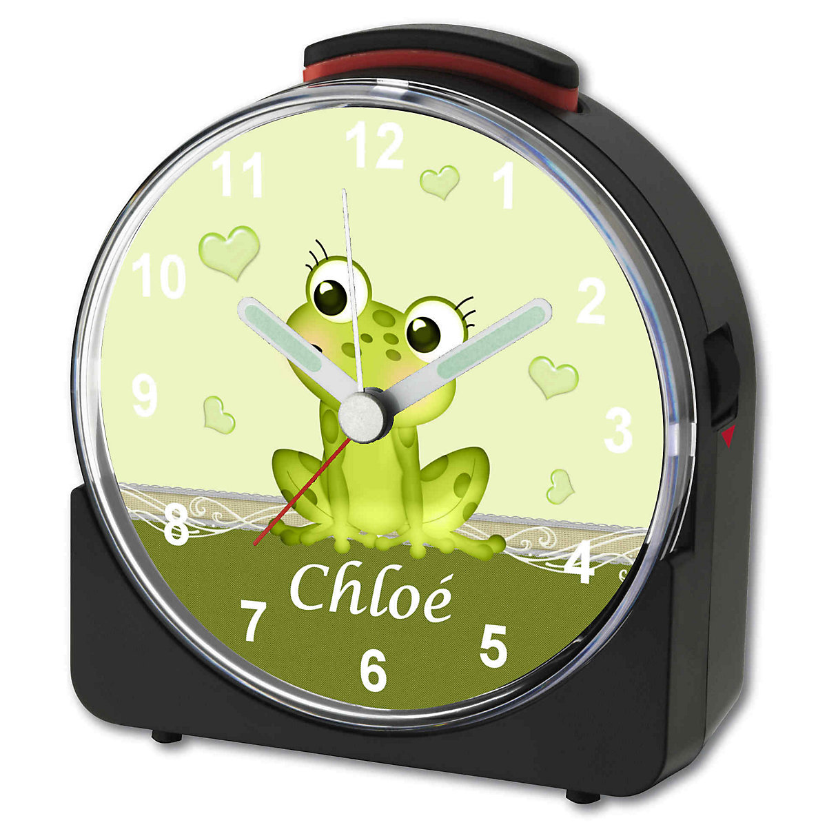 Kinder Funkwecker weiß personalisiert mit Namen Frosch