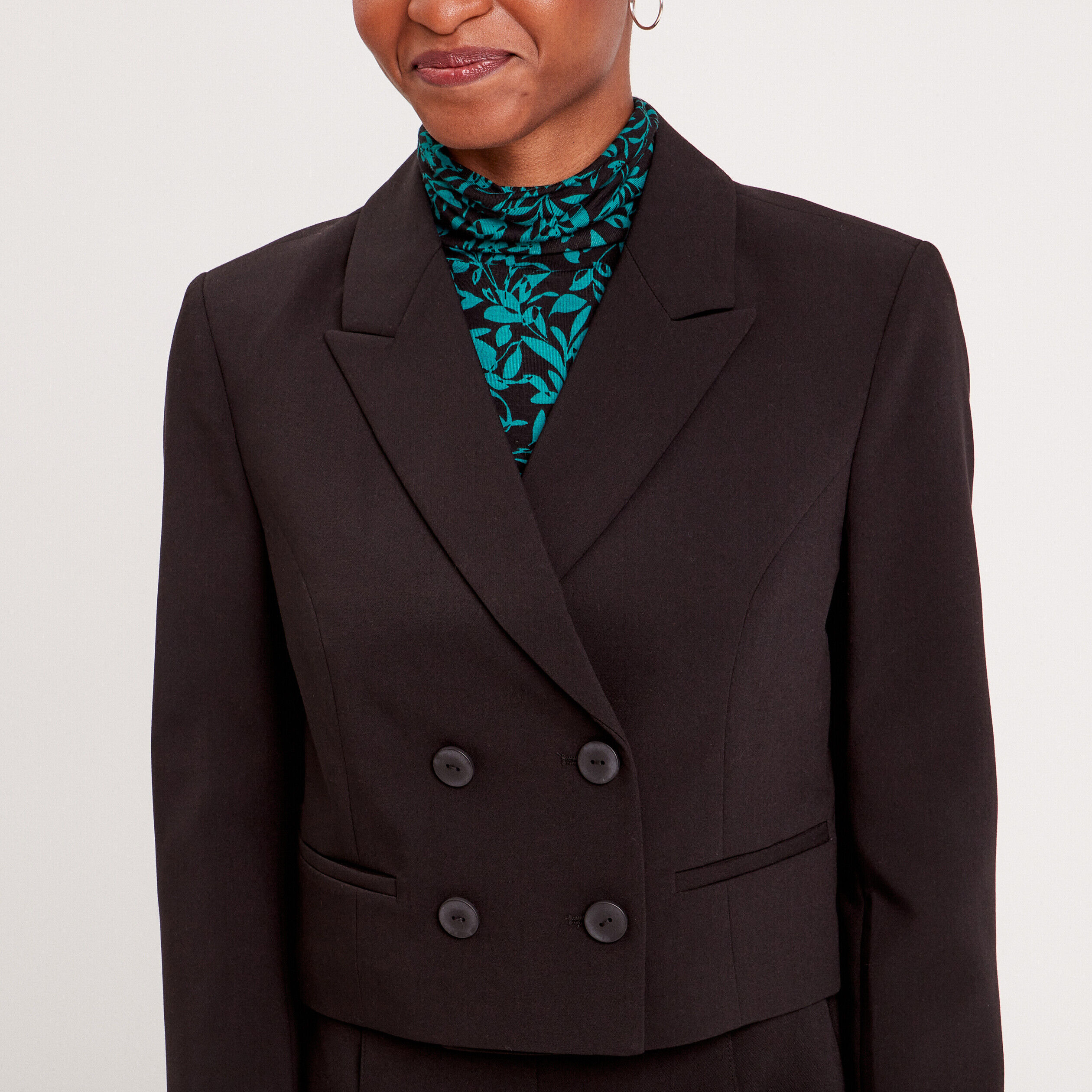 Veste blazer courte droite noir femme | Cache Cache