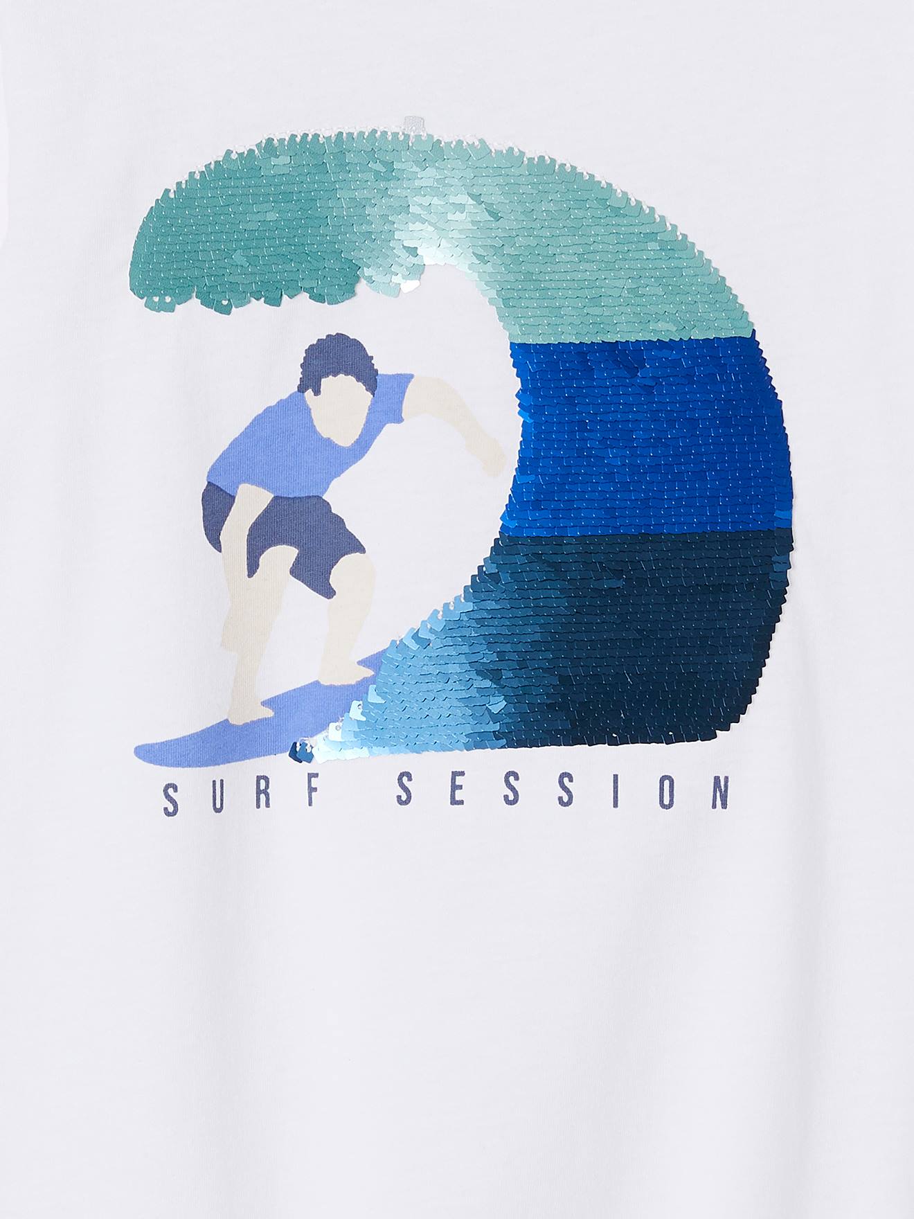 Vertbaudet Jungen T-Shirt mit Wendepailletten - grau meliert