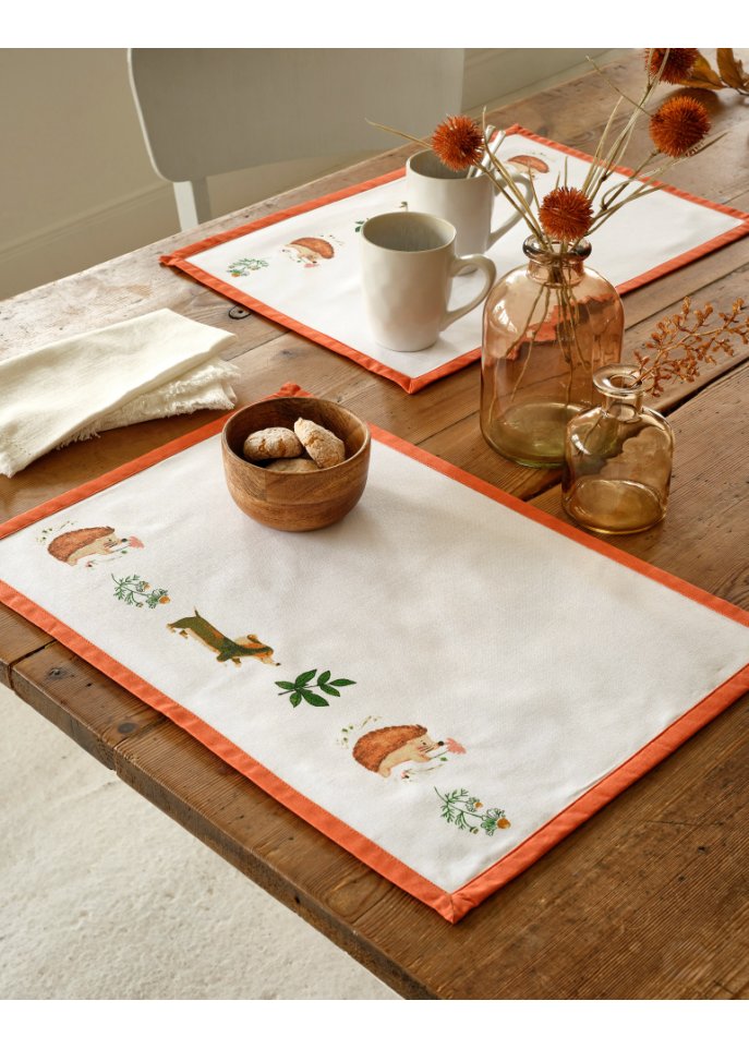 Bio Baumwoll Tischsets mit Druck (4er Pack)