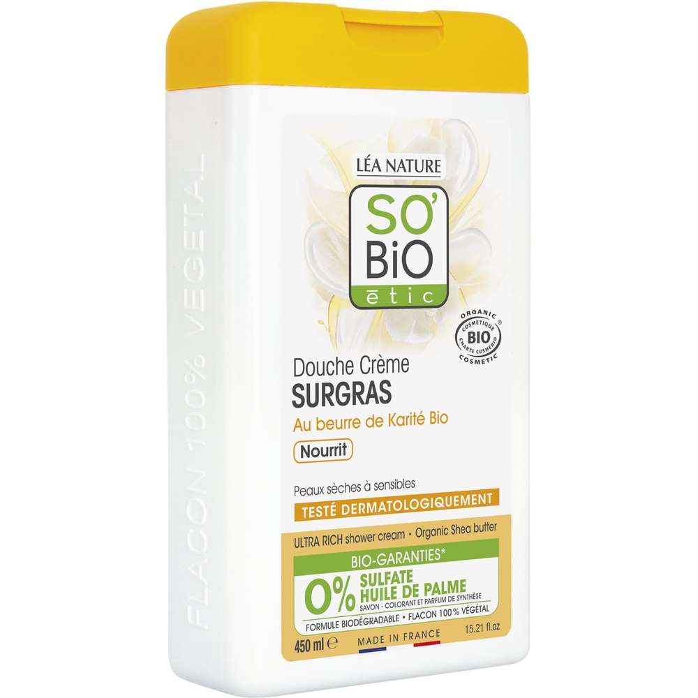 LÉA NATURE SO BiO étic Douche crème surgras, au beurre de Karité bio, nourrit Douche crème