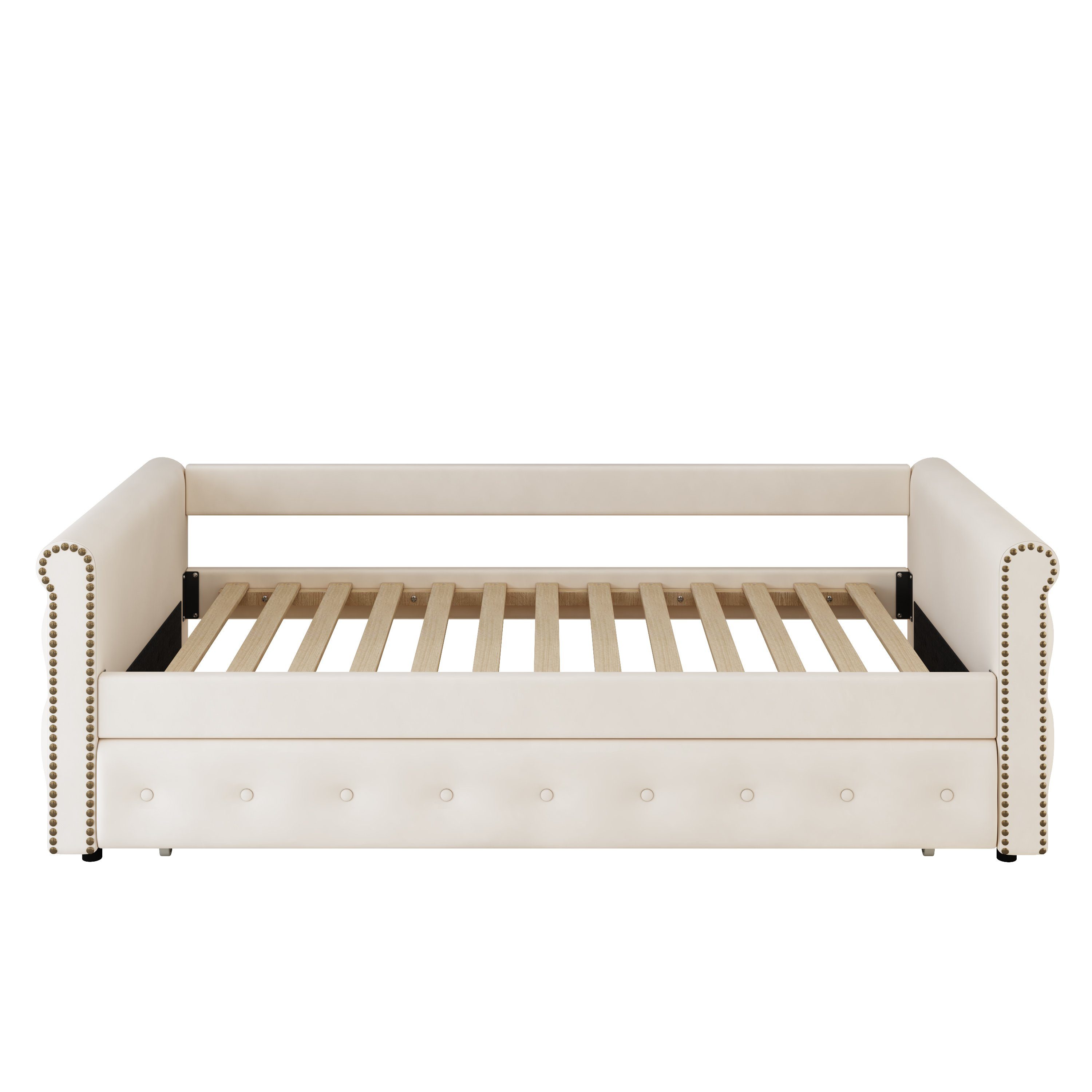 WISHDOR Bett Schlafsofa Kinderbett Polsterbett Tagesbett Daybett 90x200 cm (ausziehbares Schlafsofa, hautfreundlicher Samtstoff), ohne Matratze