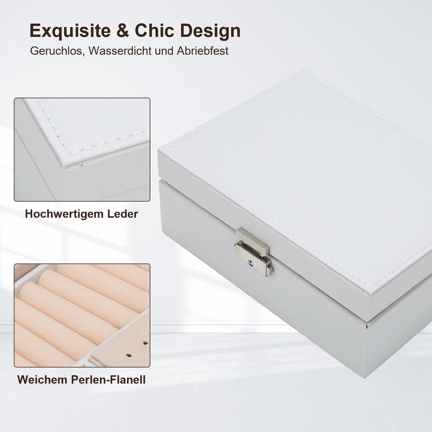 Lospitch Schmuckkasten Schmuckkästchen, 2-lagige Schmuckschatulle, Damen Schmuckbox