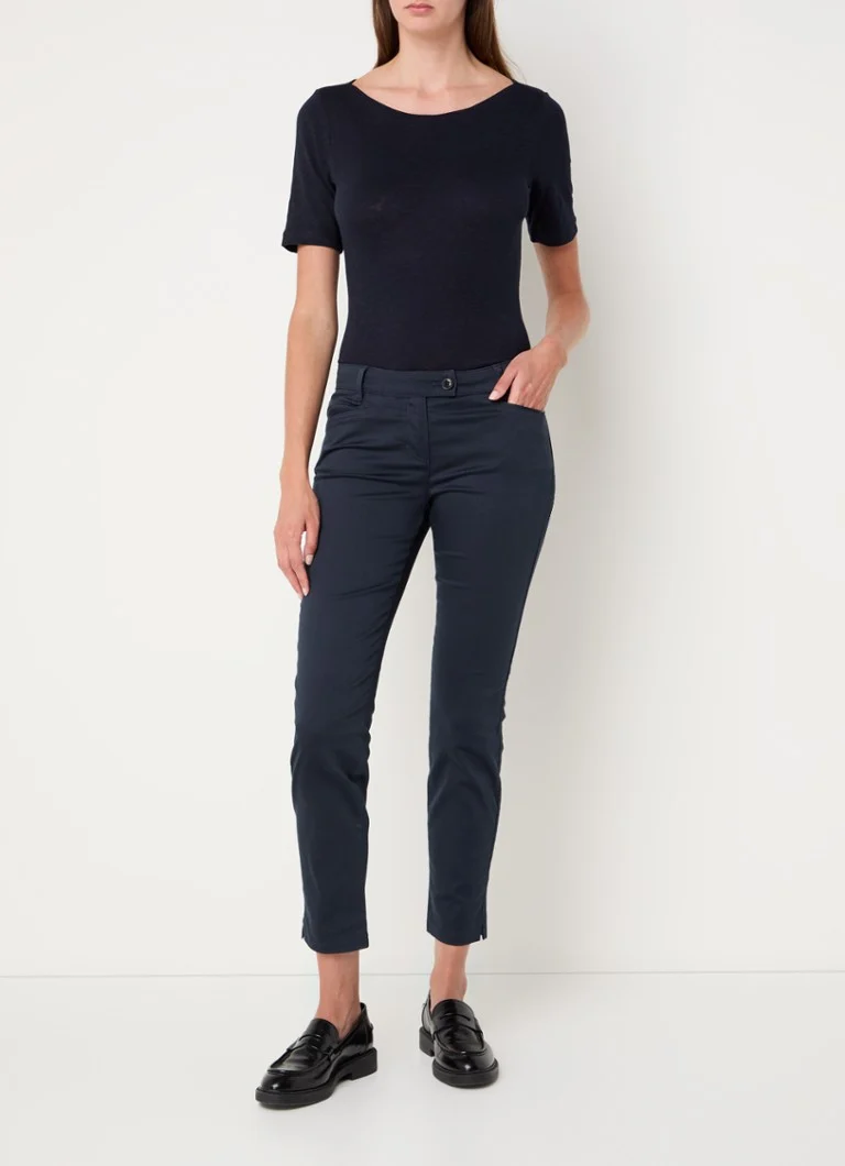 Pantaloni Marc O'Polo Laxa din amestec de bumbac organic, talie medie, slim fit