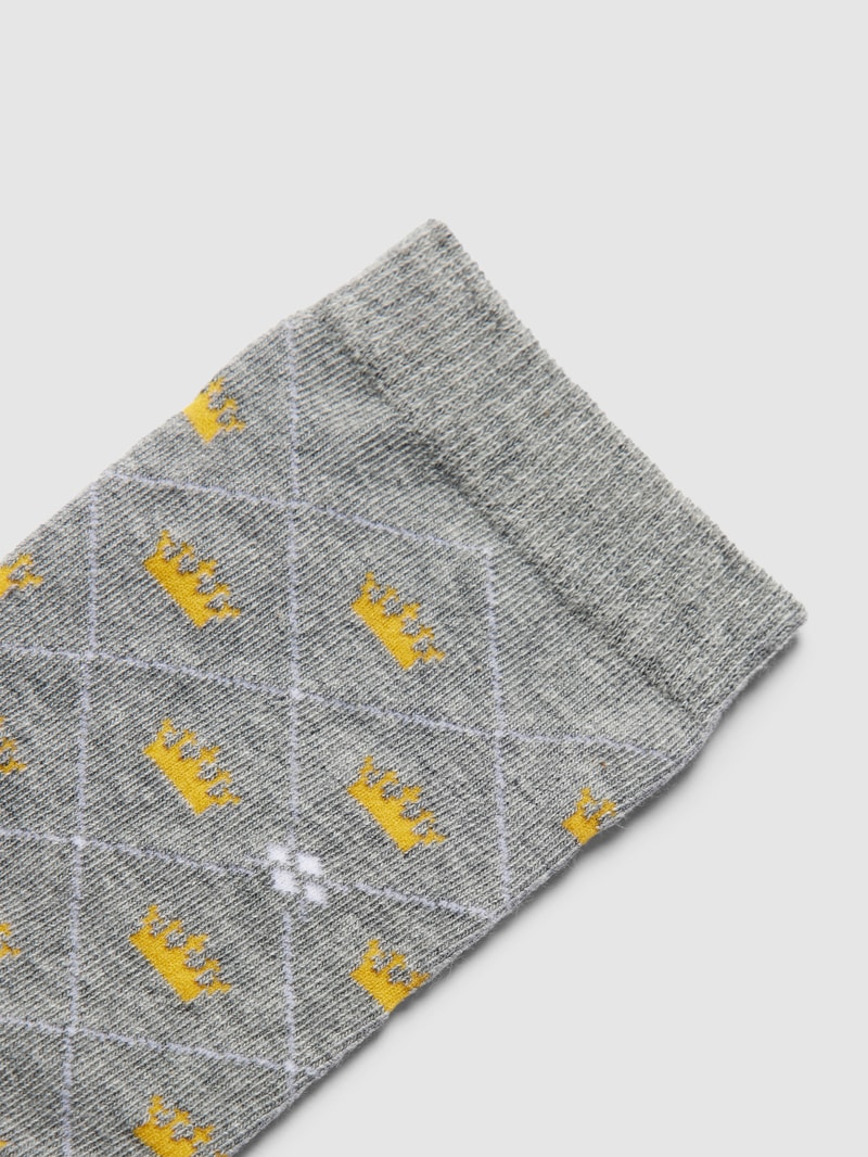 Socken mit Allover-Muster Modell 'Crown' in hellgrau