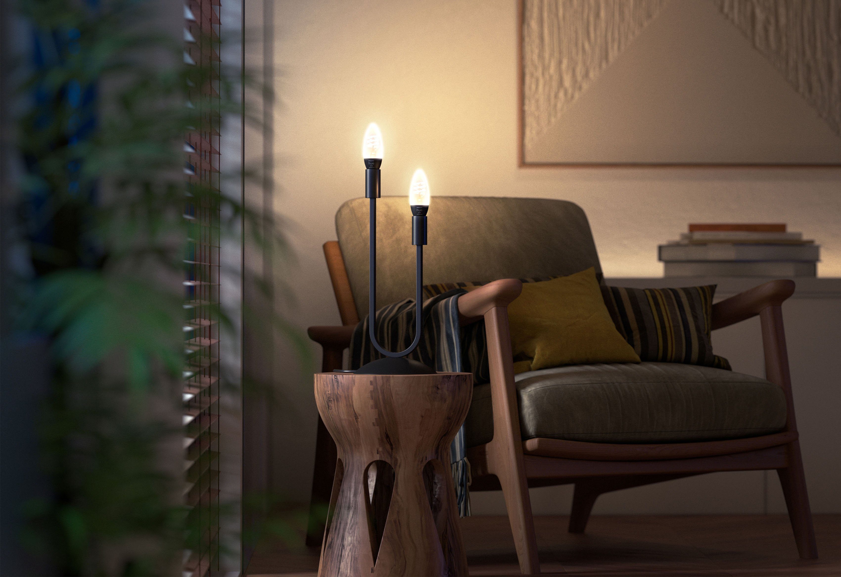 Philips Hue LED-Filament White Ambiance E14 Filament Einzelpack, E14, 1 St., Warmweiß