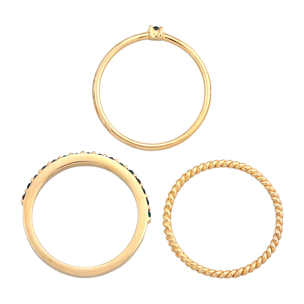 Elli Elli Bague Femmes Solitaire Mémoire Set avec des cristaux de verre en argent ster Bague