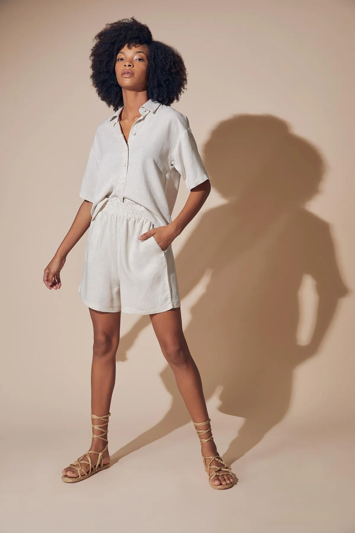 DeFacto  Relax-Fit-Shorts in Leinenoptik mit flexibler Taille und Taschen