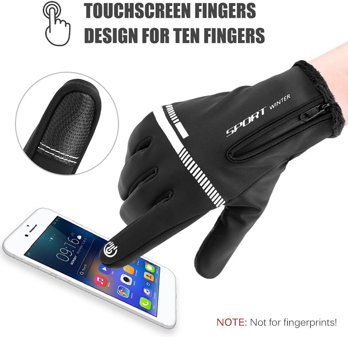 MobileTech schwarze Touchscreen-Sporthandschuhe