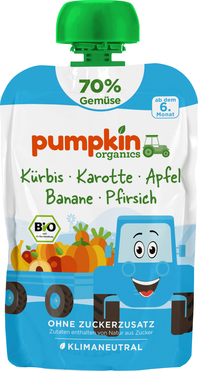 Quetschie Kürbis, Karotte, Apfel, Banane & Pfirsich, ab 6 Monaten, 100 g