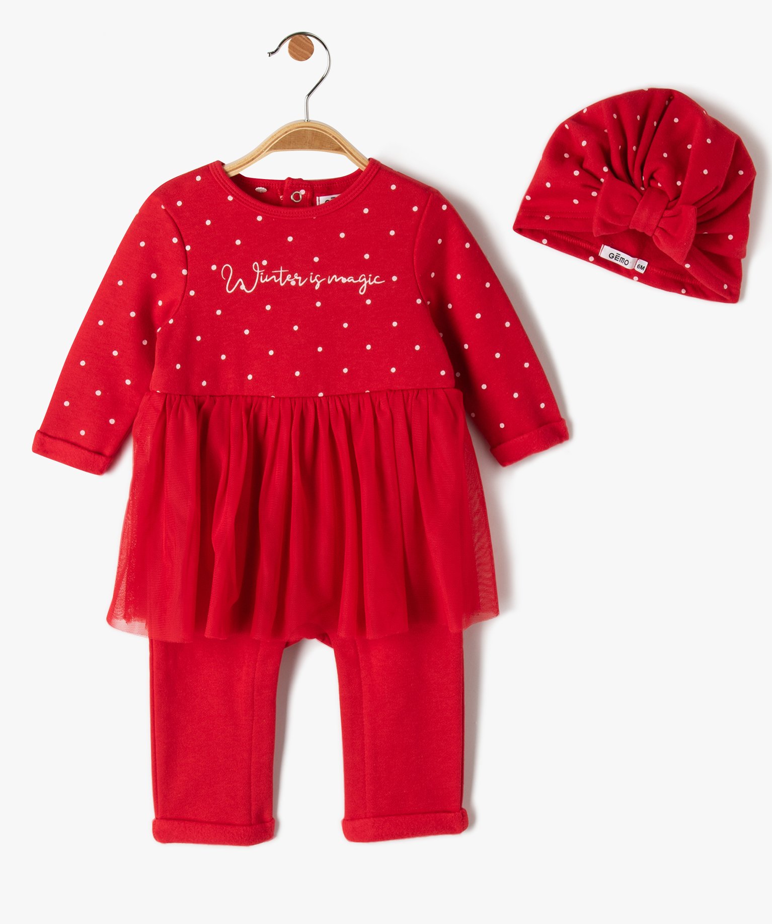 Ensemble bébé fille 2 pièces spécial Nol : combinaison... rouge | GEMO