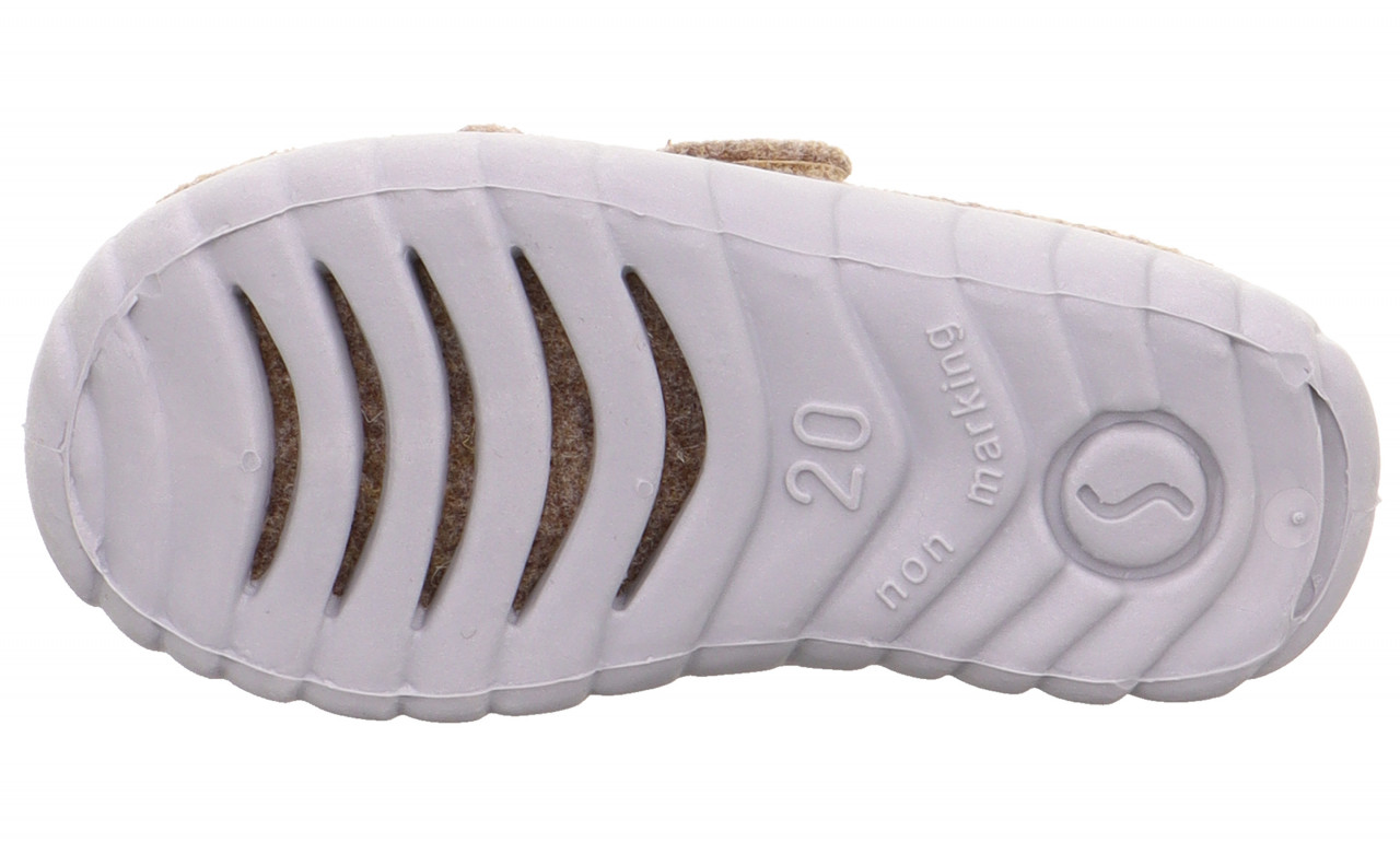 HAPPY - Beige Hausschuh mit Klettverschluss