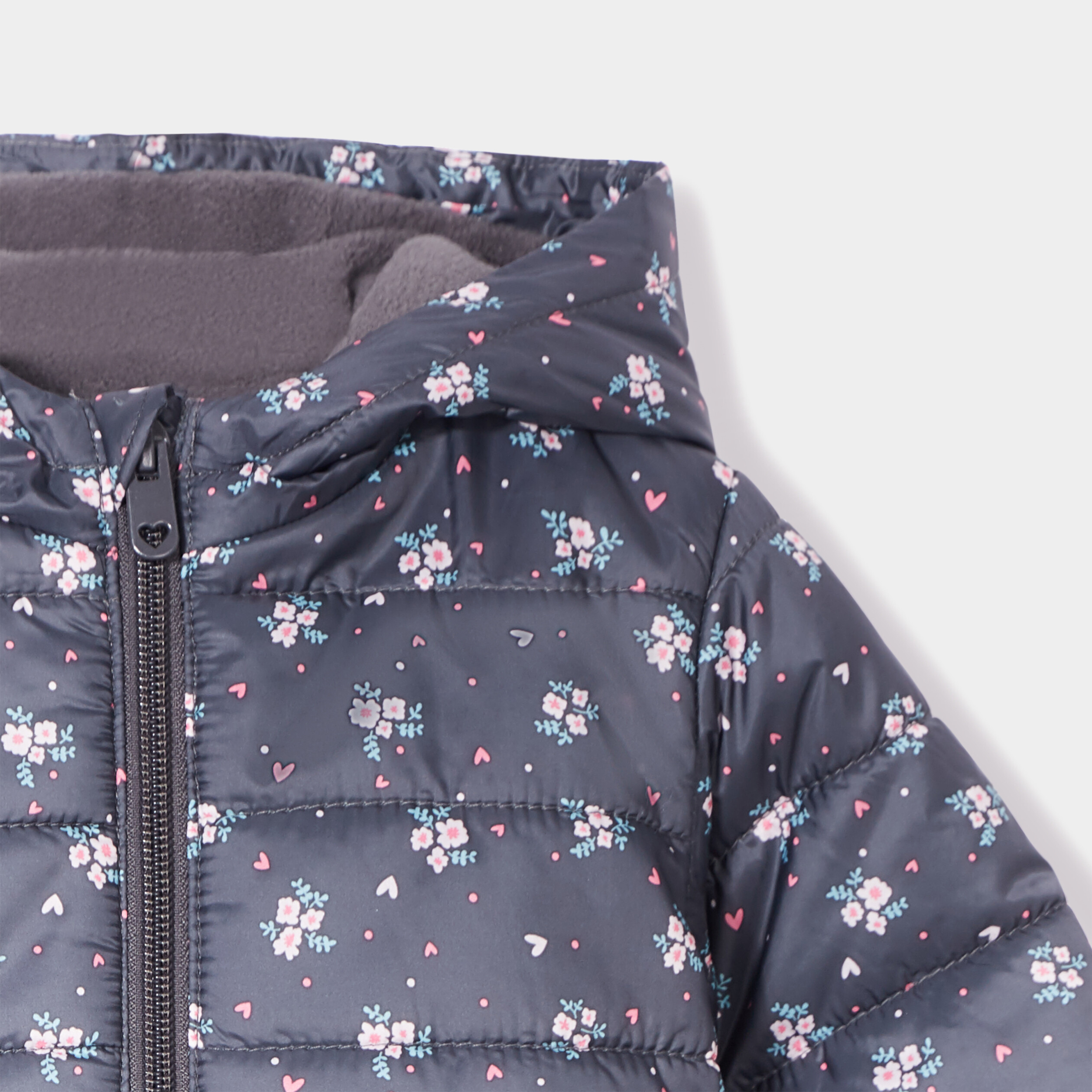 Doudoune oversize zippée à capuche gris foncé bébé fille | La Halle