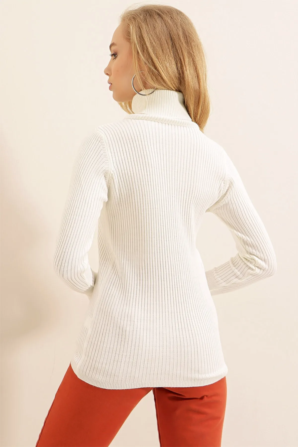 Bigdart  10311 Zweiteiliger Rollkragenpullover in Weiß und Indigo