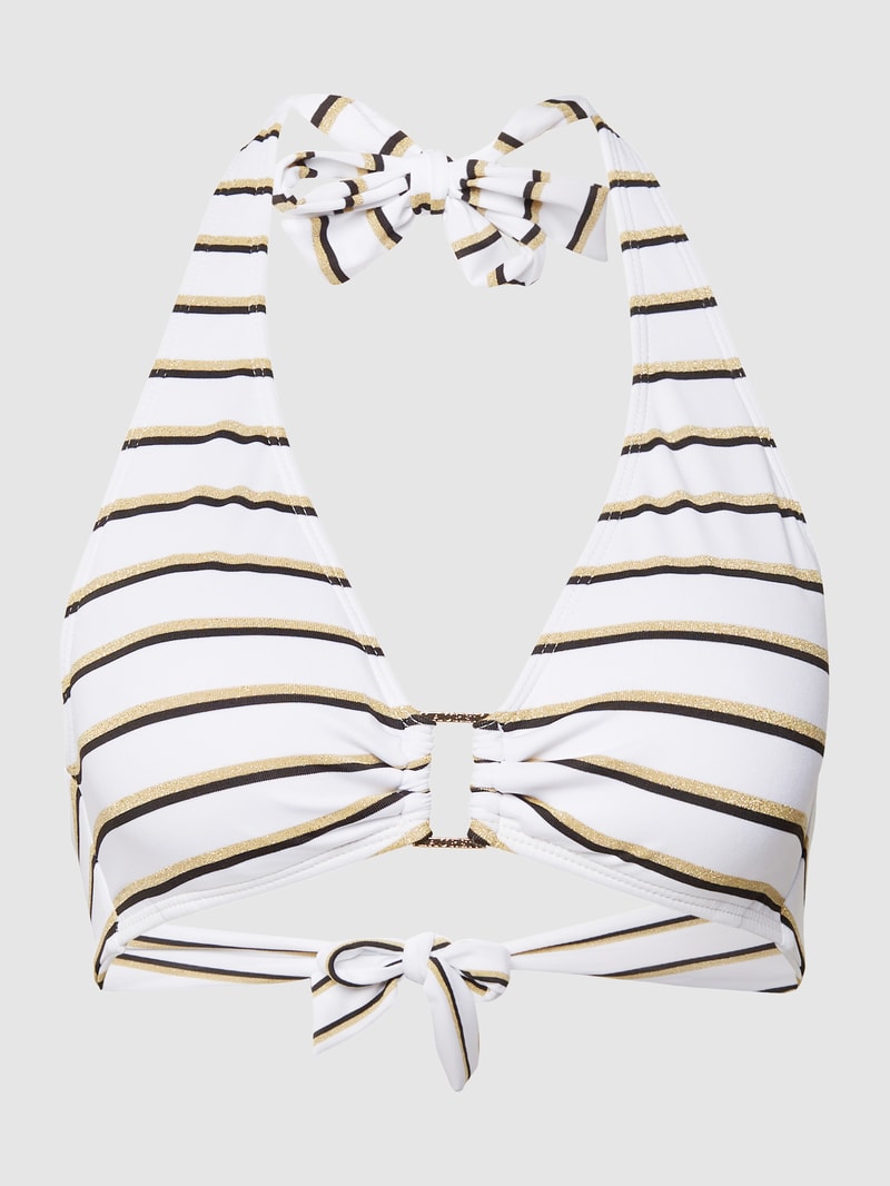 Bikini-Oberteil in Triangel-Form mit Streifenmuster in weiß