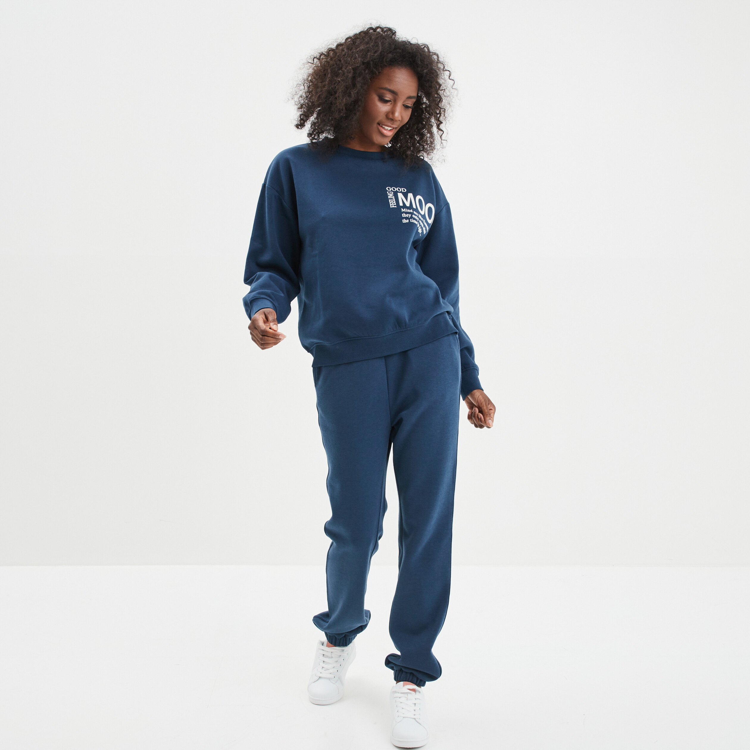 Pantalon jogging droit molleton bleu marine femme | La Halle
