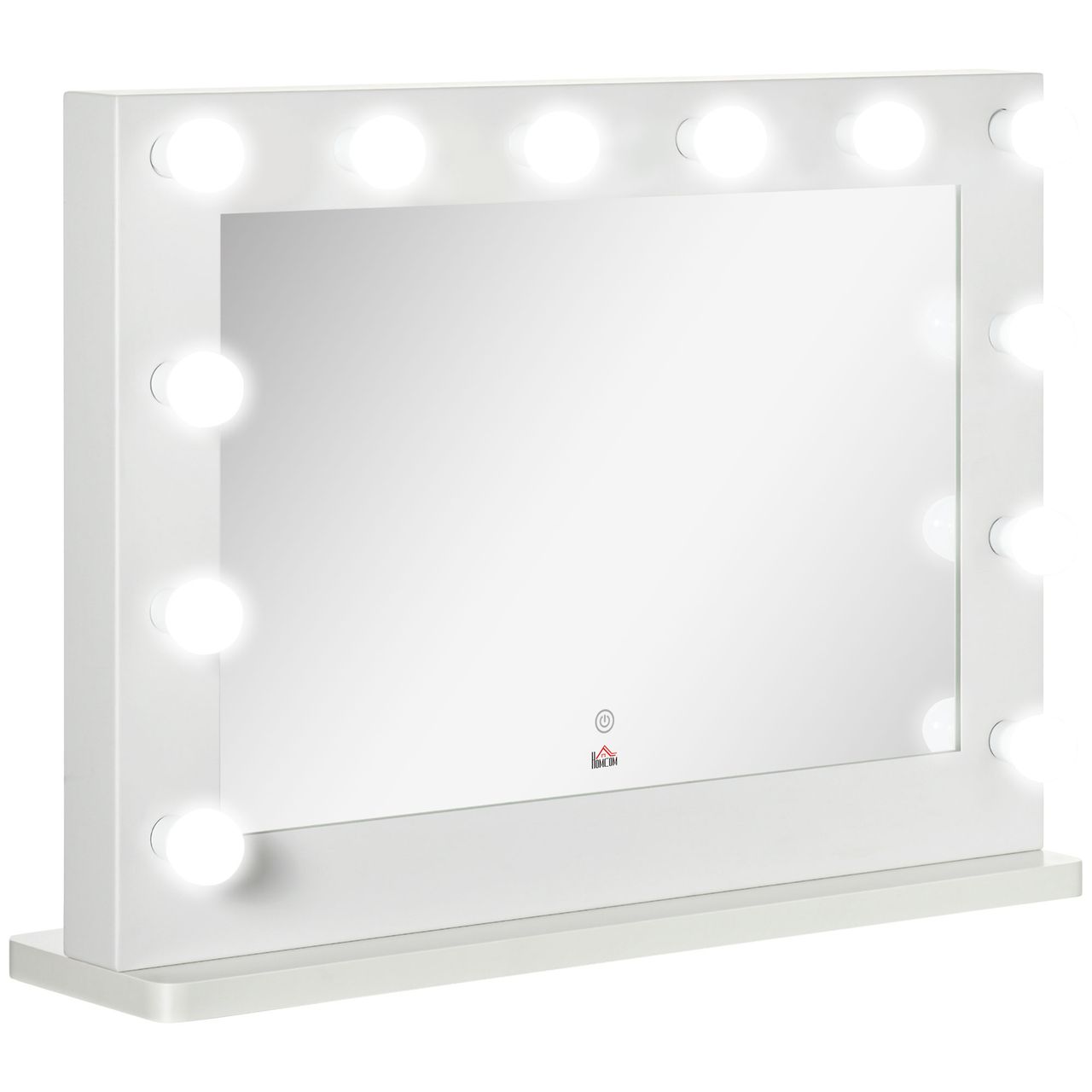 HOMCOM Hollywood Spiegel 80 x 60 cm Schminkspiegel mit LED-Beleuchtung Weiß