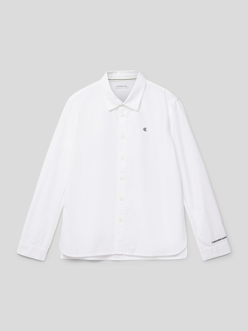 Freizeithemd mit Label-Stitching in weiß