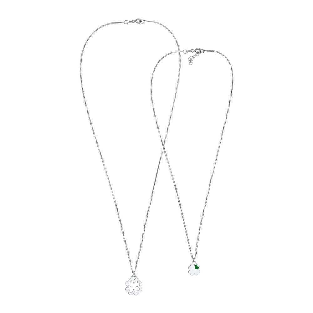 Elli Elli Collier Pendentif mère-enfant en argent sterling 925 plaqué or avec trèfle Bijoux