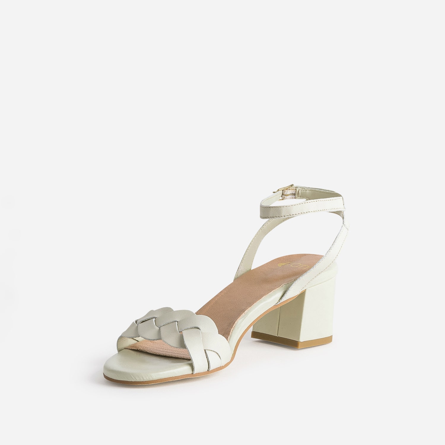 Sandale en cuir blanc cassé