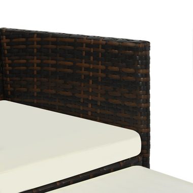 vidaXL Loungesofa 2-Sitzer-Gartensofa mit Tisch & Hocker Poly Rattan Braun, 1 Teile