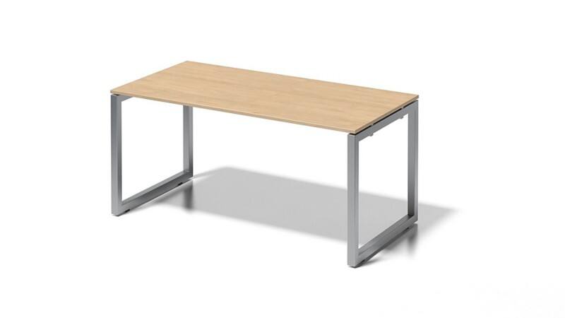 Cito Schreibtisch, 740 mm höhenfixes O-Gestell, H 19 x B 1600 x T 800 mm, Dekor ahorn, Gestell silber