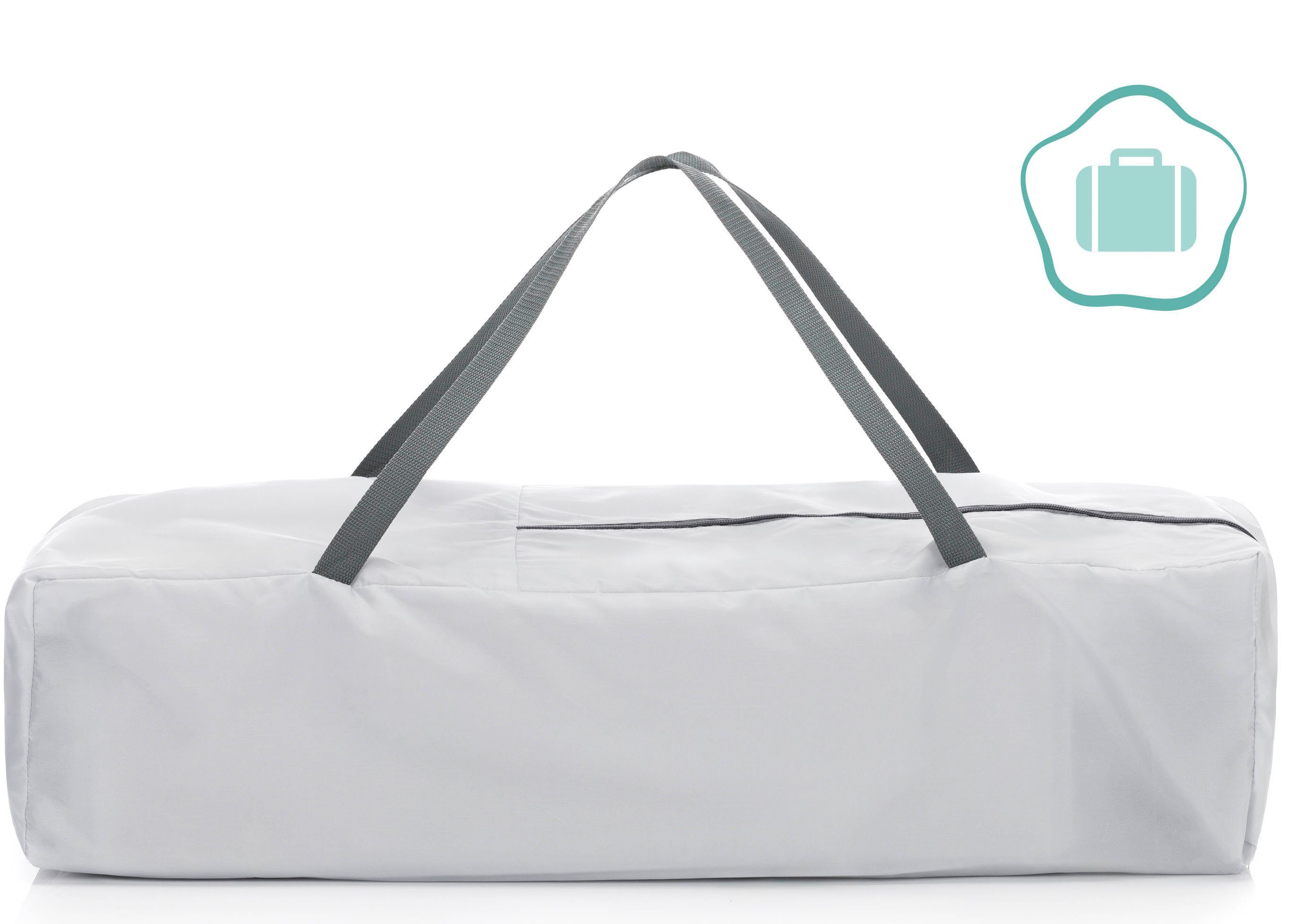 Fillikid Baby-Reisebett Nizza, steingrau, inkl. Transporttasche