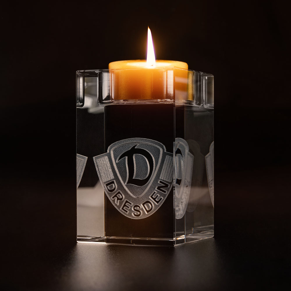 Glas Teelichthalter Dynamo-Wappen