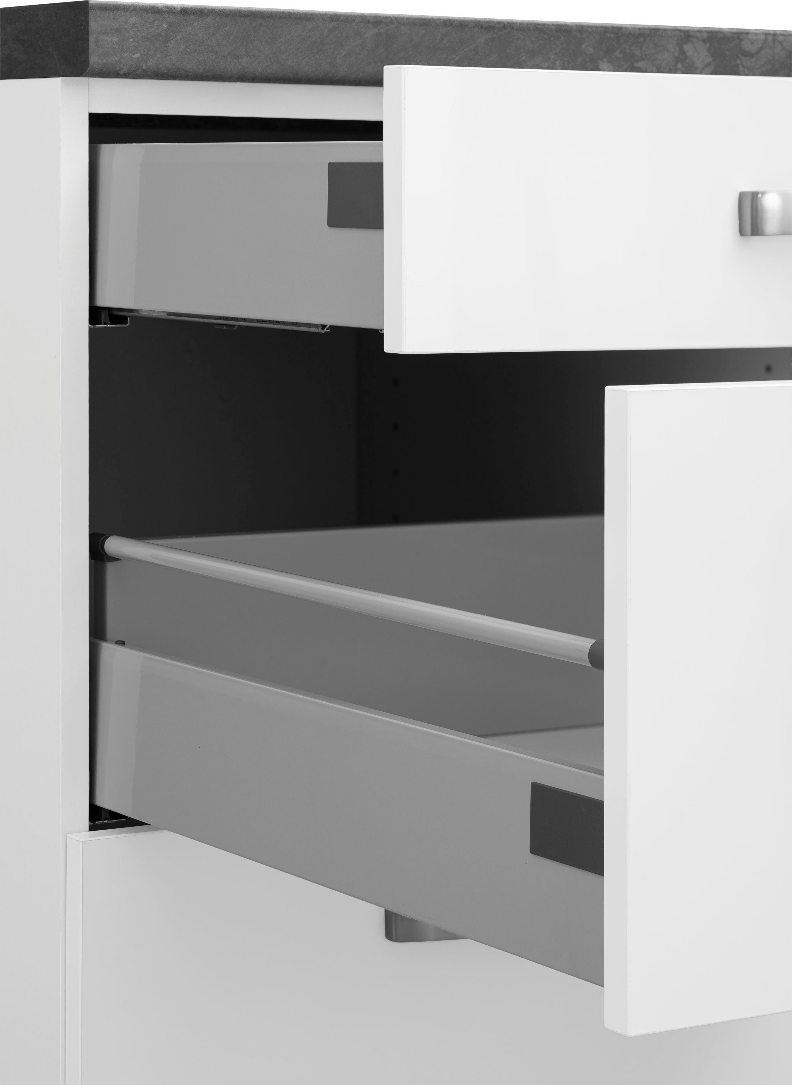 OPTIFIT Küchenzeile Cara, Breite 400 cm, mit HANSEATIC-E-Geräten, Induktions-Kochfeld, Soft-Close-Funktion