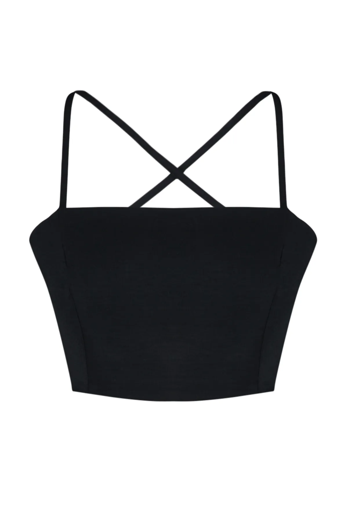 Trendyol Collection  Schwarze, bauchfreie, rückenfreie, gebundene Webbluse TWOSS24BZ00357