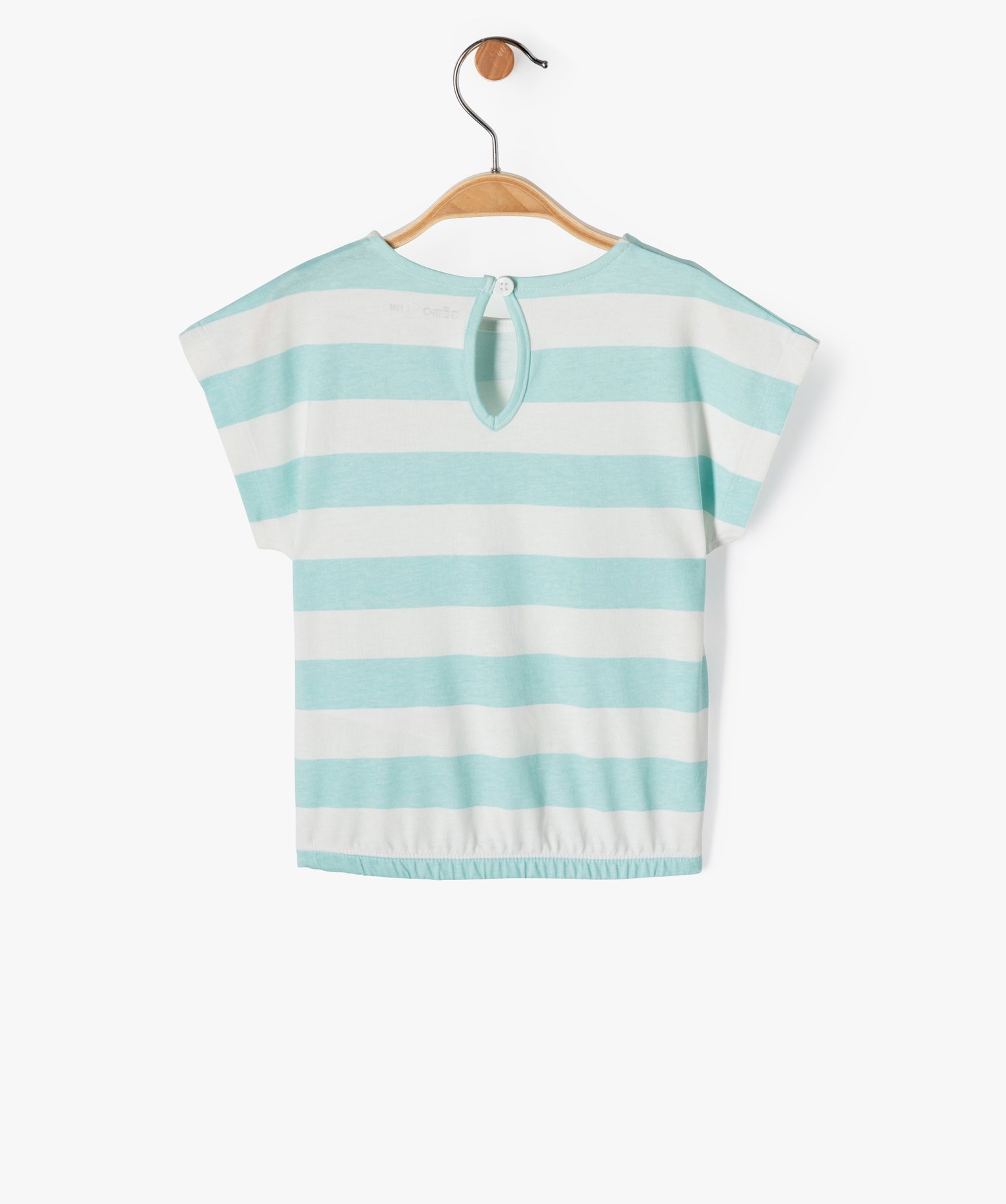 Tee-shirt bébé fille à rayures avec bas élastique vert clair | GEMO