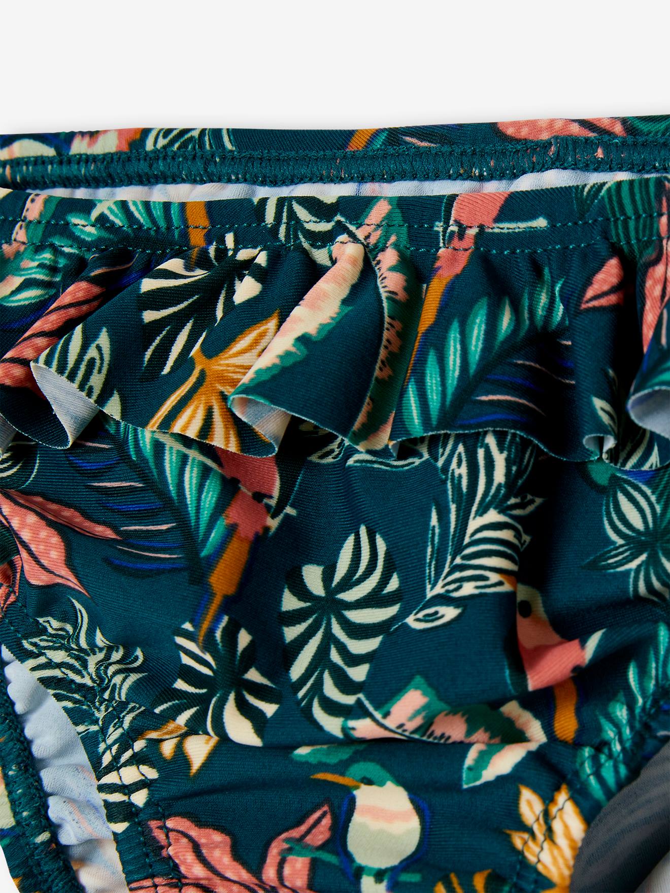 Culotte de bain imprimée bébé fille Capsule famille bain jungle vert