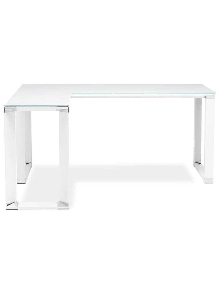 KADIMA DESIGN Eckschreibtisch Glas modern Winkelwahl, Bürotisch minimalistisch in Weiß günstig kaufen