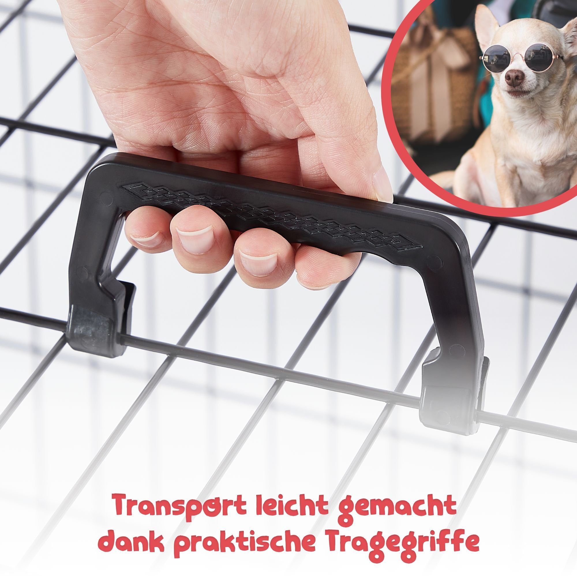 Arebos Hunde-Transportbox Hundekäfig Haustierkäfig Gitterbox klappbar S-M-L-XL bis 11,00 kg, Kuscheldecke