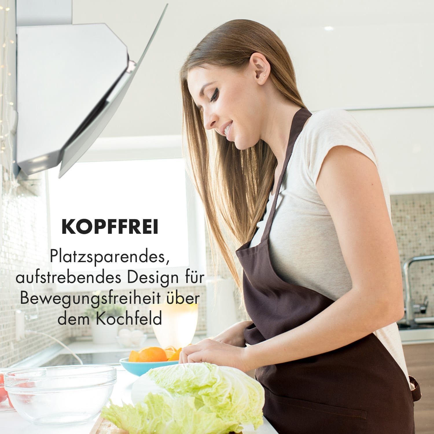 Klarstein Deckenhaube Serie TK15-Annabelle60WH Annabelle 60, Abzugshaube kopffrei Abluft Umluft Haube Wand