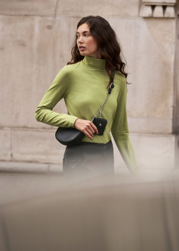 Rollkragen-Stretch-Shirt, Langarm