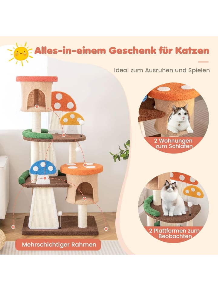 COSTWAY Kratzbaum Pilzoptik 69x49x146cm in Bunt günstig kaufen onesize