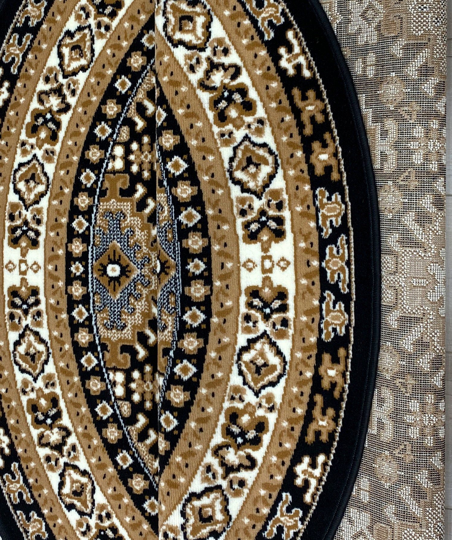 Teppich Diantha, my home, rund, Höhe: 9 mm, Orient-Optik, Teppich mit Bordüre, Kurzflor, elegant, weich