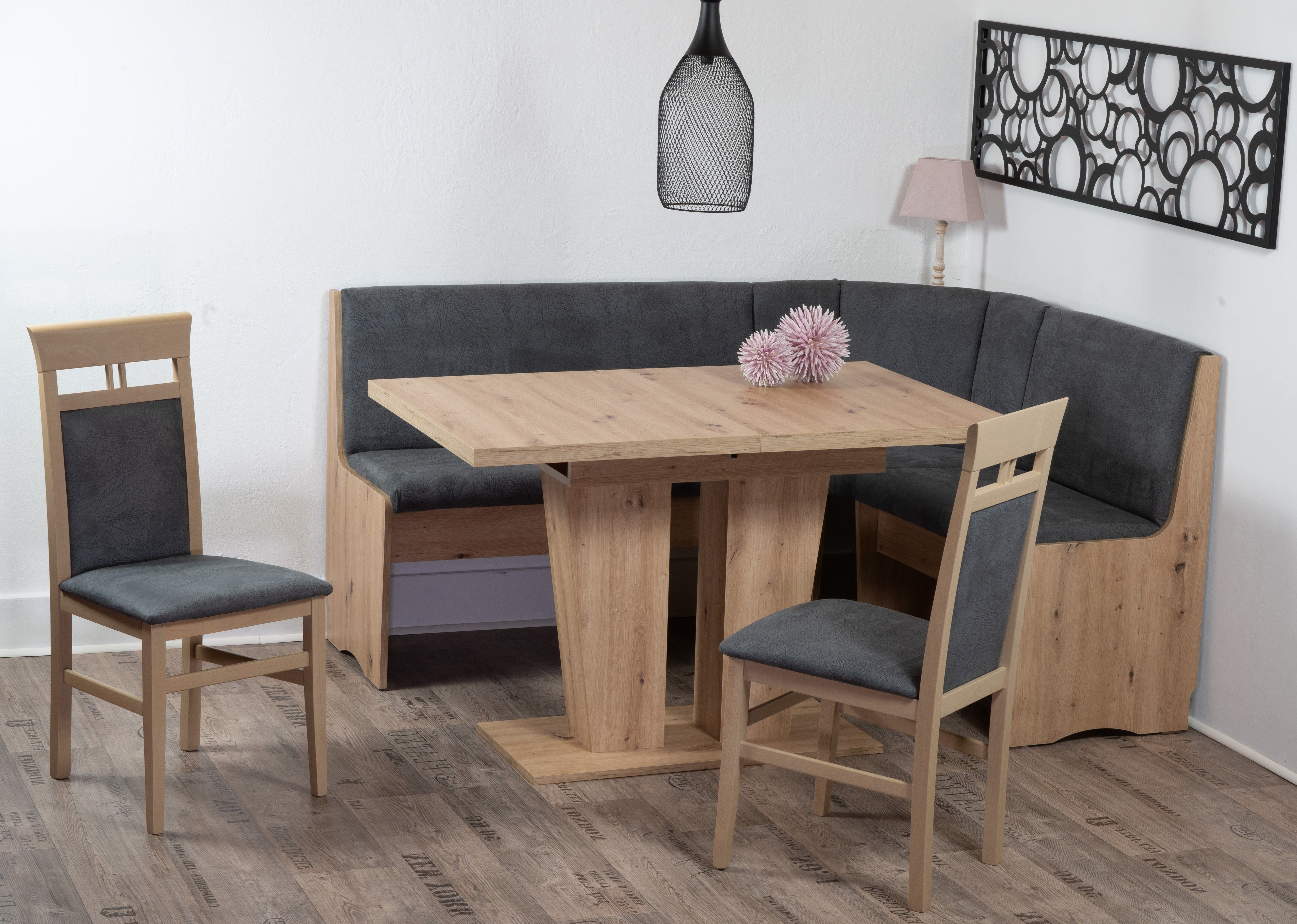 Stolebaenk Eckbankgruppe Duisburg Artisan Titanic Ibiza VE/VA, (Eckbankgruppe, 1 x Eckbank, 1 x Tisch, 2 x Stuhl)