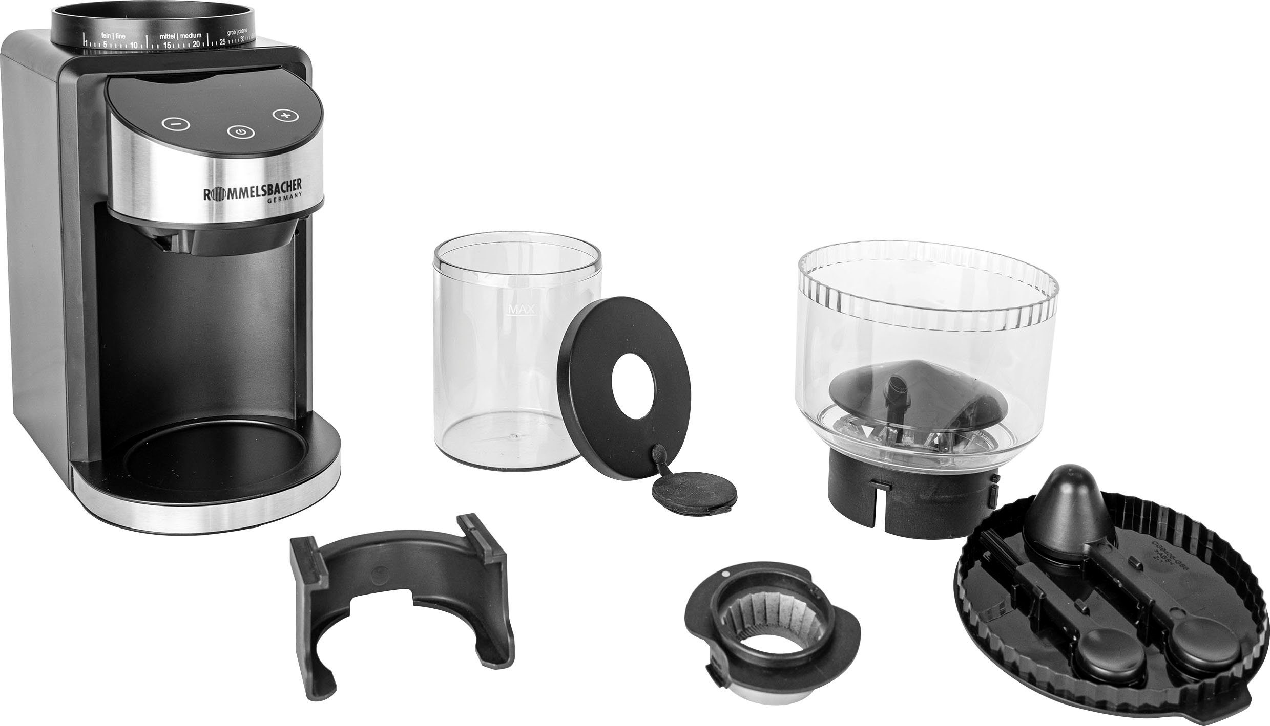 Rommelsbacher Kaffeemühle EKM 400, 200 W, Kegelmahlwerk, 220 g Bohnenbehälter, mit Kegelmahlwerk, Antistatik-Funktion, 35 Mahlgrade