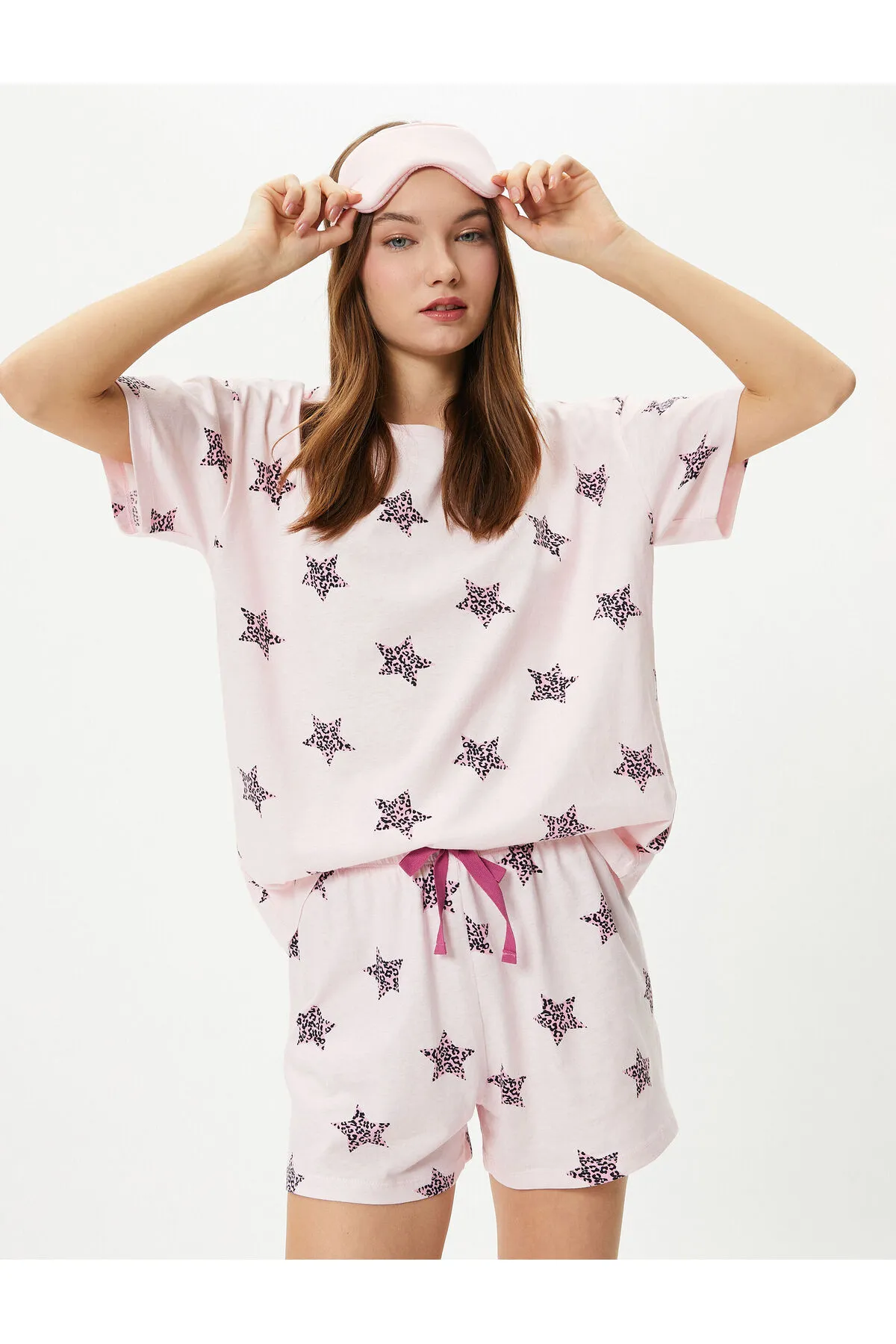 Koton  Shorts-Pyjama-Set, kurzärmlig, Rundhalsausschnitt, bedruckt