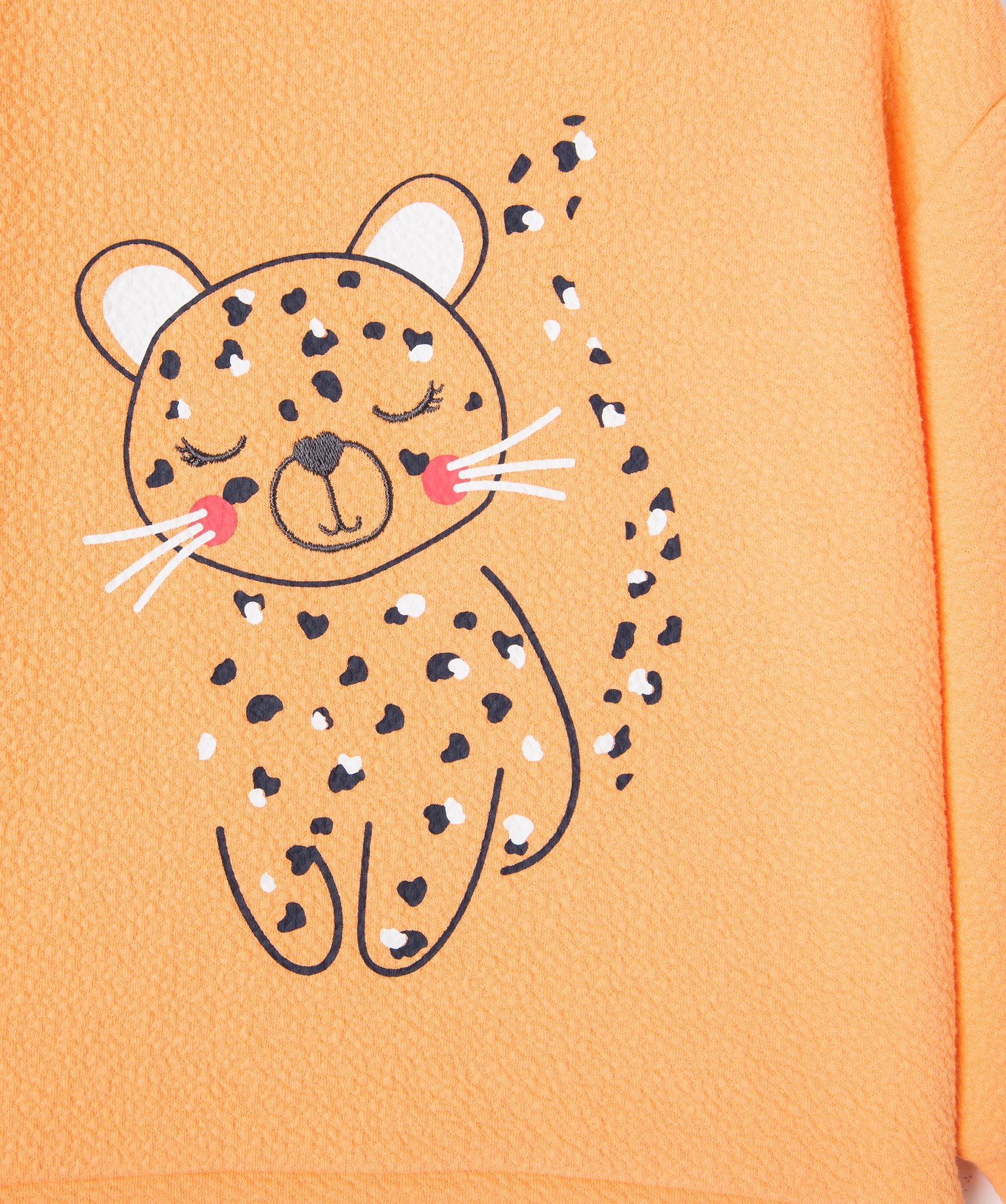 Sweat en jersey gaufré imprimé bébé fille orange | GEMO