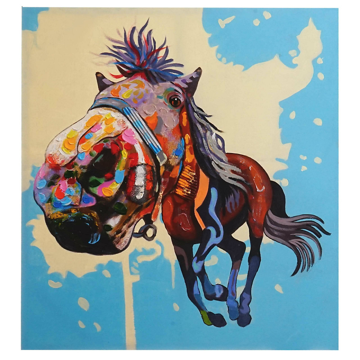 3D Ölgemälde Pferd, XL, handgemalt 100x90cm