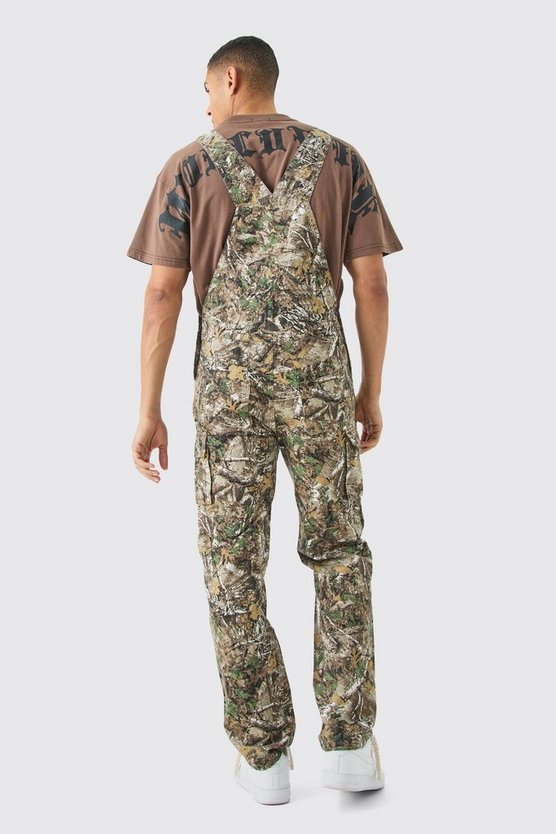 Lockere Camouflage Latzhose mit Cargo-Taschen