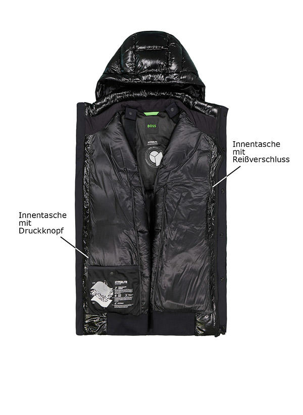 BOSS Green, Daunenjacke Ronnie, Mikrofaser wasserabweisend, schwarz
