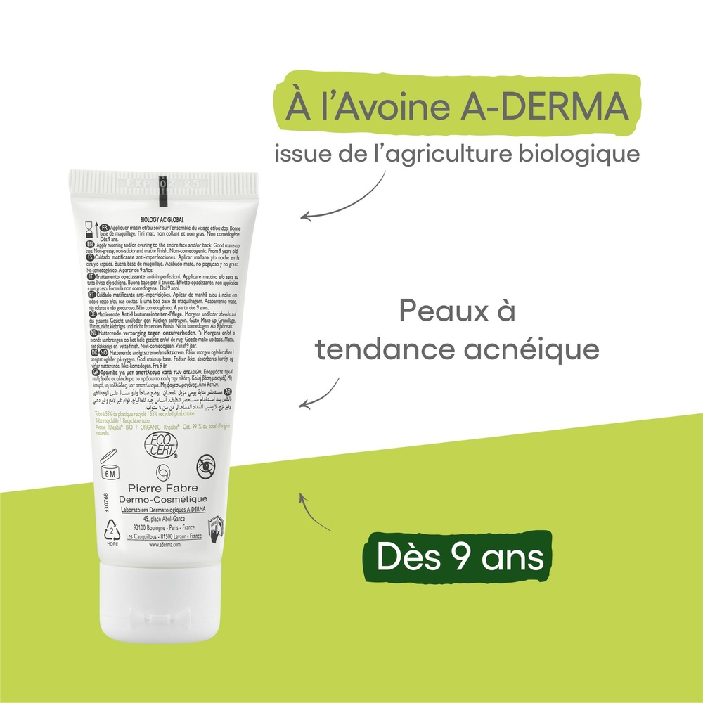 A-Derma Biology AC Global Soin imperfections sévères bio 40 ml Soin imperfections